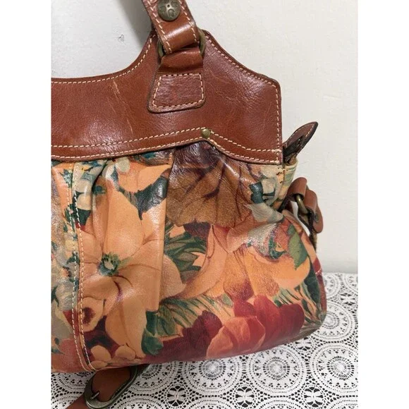 PATRICIA NASH LRG SATCHEL SHOULDER HANDBAG FLORAL PRINT ITALIAN LEATHER DUST BAG - Picture 6 of 15
